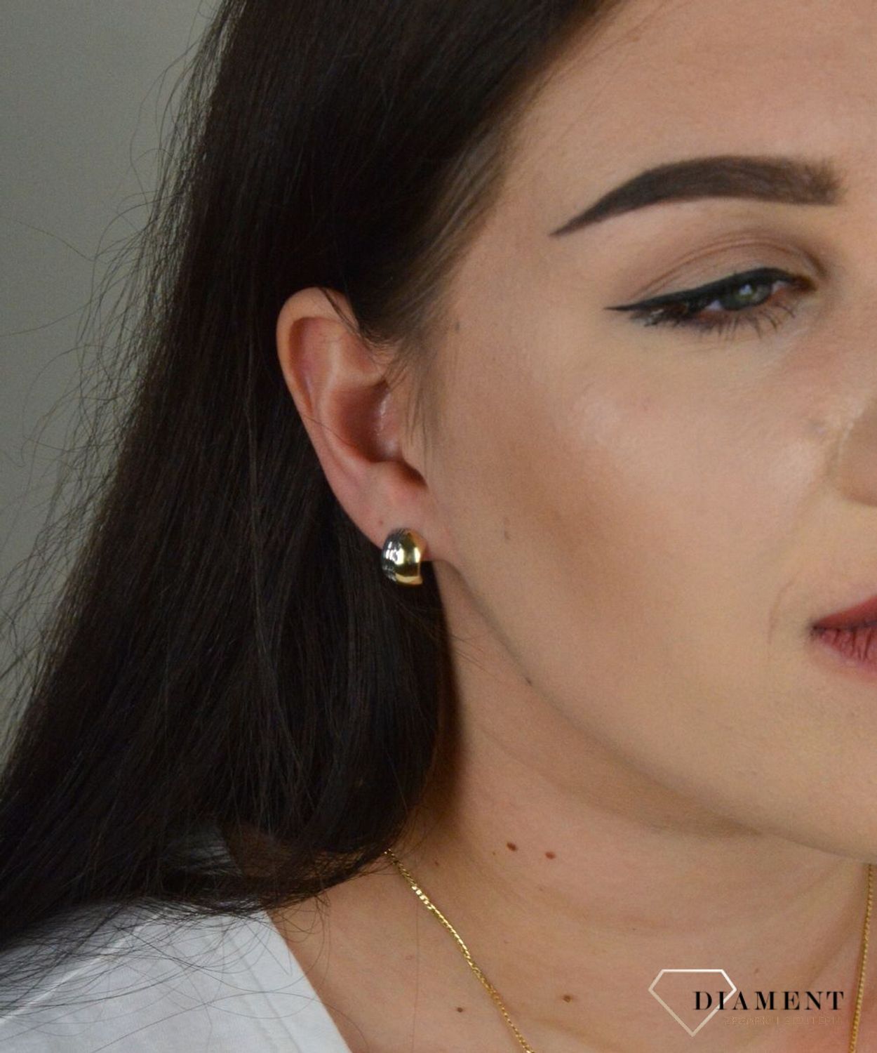 Złote kolczyki diamentowane z białym złotem KL 5441.jpg